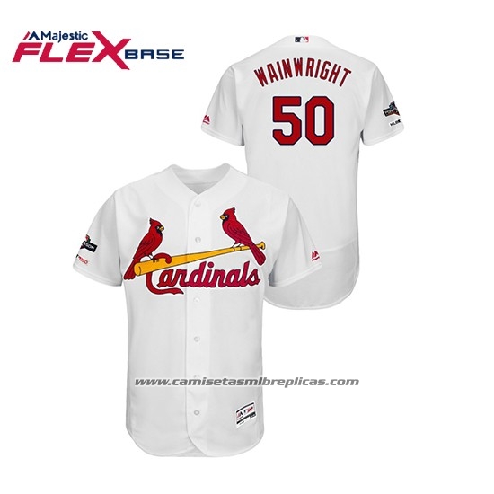 Camiseta Beisbol Hombre St. Louis Cardinals Adam Wainwright 2019 Postemporada Flex Base Blanco